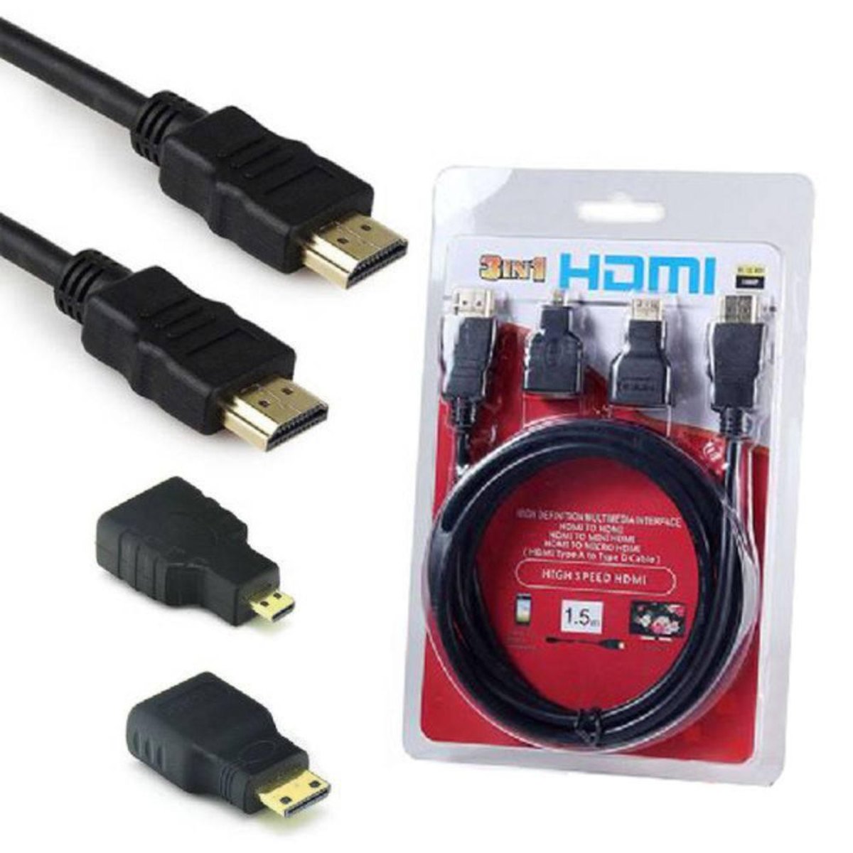HDMI 3 in 1 HDMI to Mini/Micro HDMI Adapter Cables For Mobile Phone PC TV  HDMI – CMIMI 500 LEKE – Kapidani PCCSERVICE