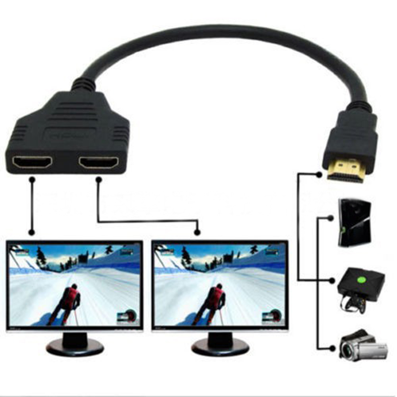 Uzanpie Répartiteur HDMI 1 Entrée 2 Sorties, Splitter HDMI 1080P HDMI Mâle  à Doubleur HDMI Femelle pour HDMI HD, LED, LCD, TV : : High-Tech
