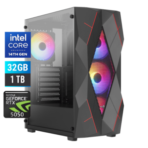AEROCOOL VOLCAN - CORE i5 14400F 4.7GHz - DDR4-3200 32 GB - SSD 1 TB NVMe - RTX 5050 8G Shadow 2x OC BULK
